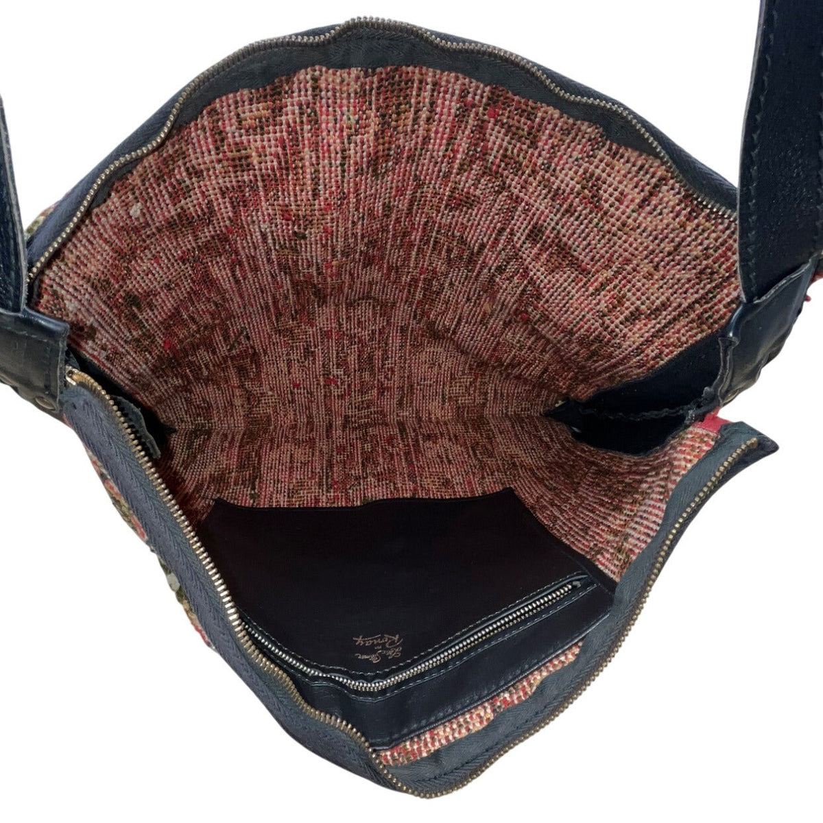 Vintage Lee Stomer For Ronay Tapestry With Black Leather Trim Shoulder Bag