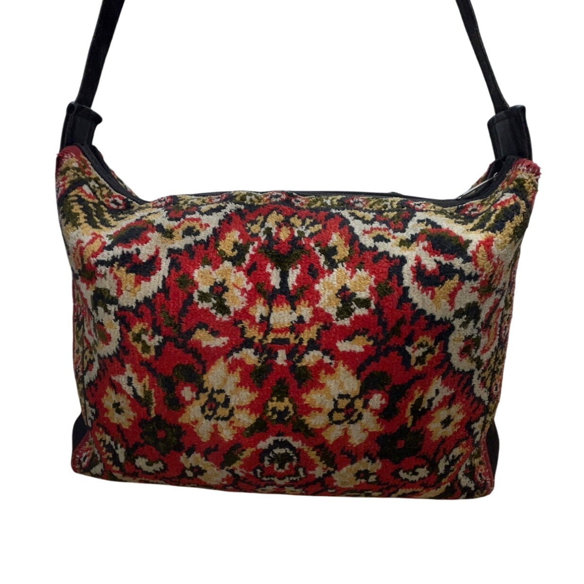 Vintage Lee Stomer For Ronay Tapestry With Black Leather Trim Shoulder Bag