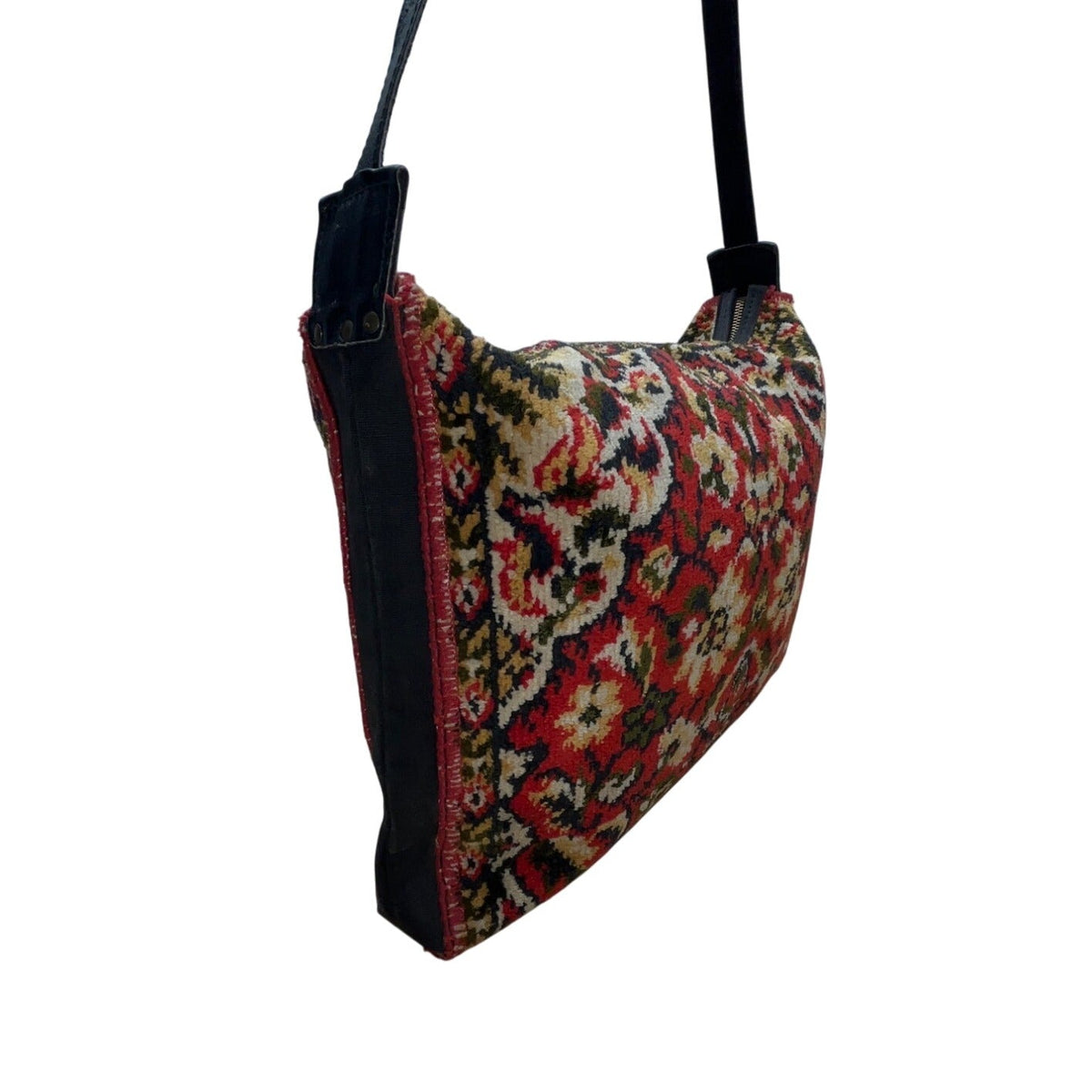 Vintage Lee Stomer For Ronay Tapestry With Black Leather Trim Shoulder Bag