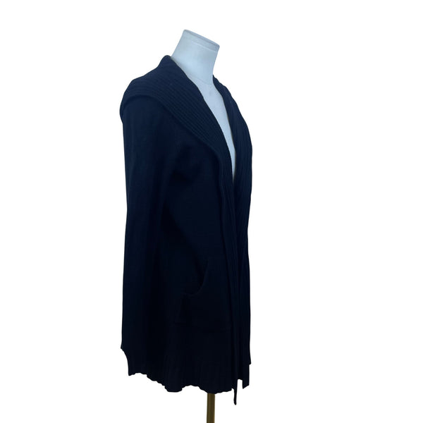 Cyrus Women's Black Open Front Hooded Long Sweater Cardigan Size M - New