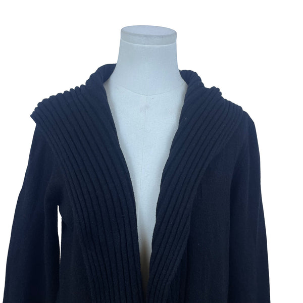 Cyrus Women's Black Open Front Hooded Long Sweater Cardigan Size M - New