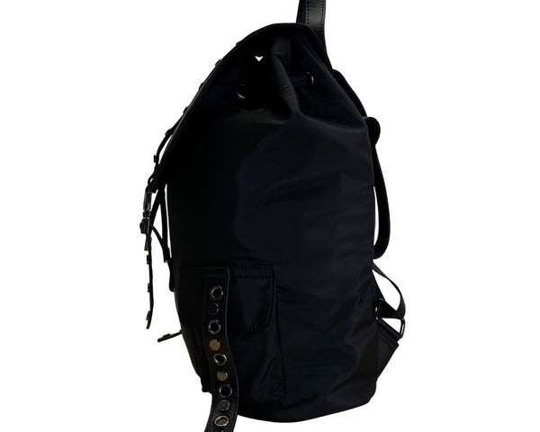Saint & Sofia Black Nylon With Grommet Strap Design & Exterior Pockets Backpack