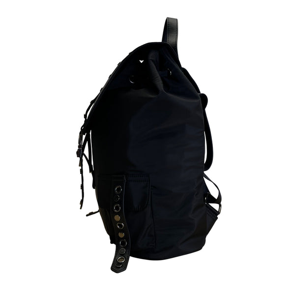 Saint & Sofia Black Nylon With Grommet Strap Design & Exterior Pockets Backpack