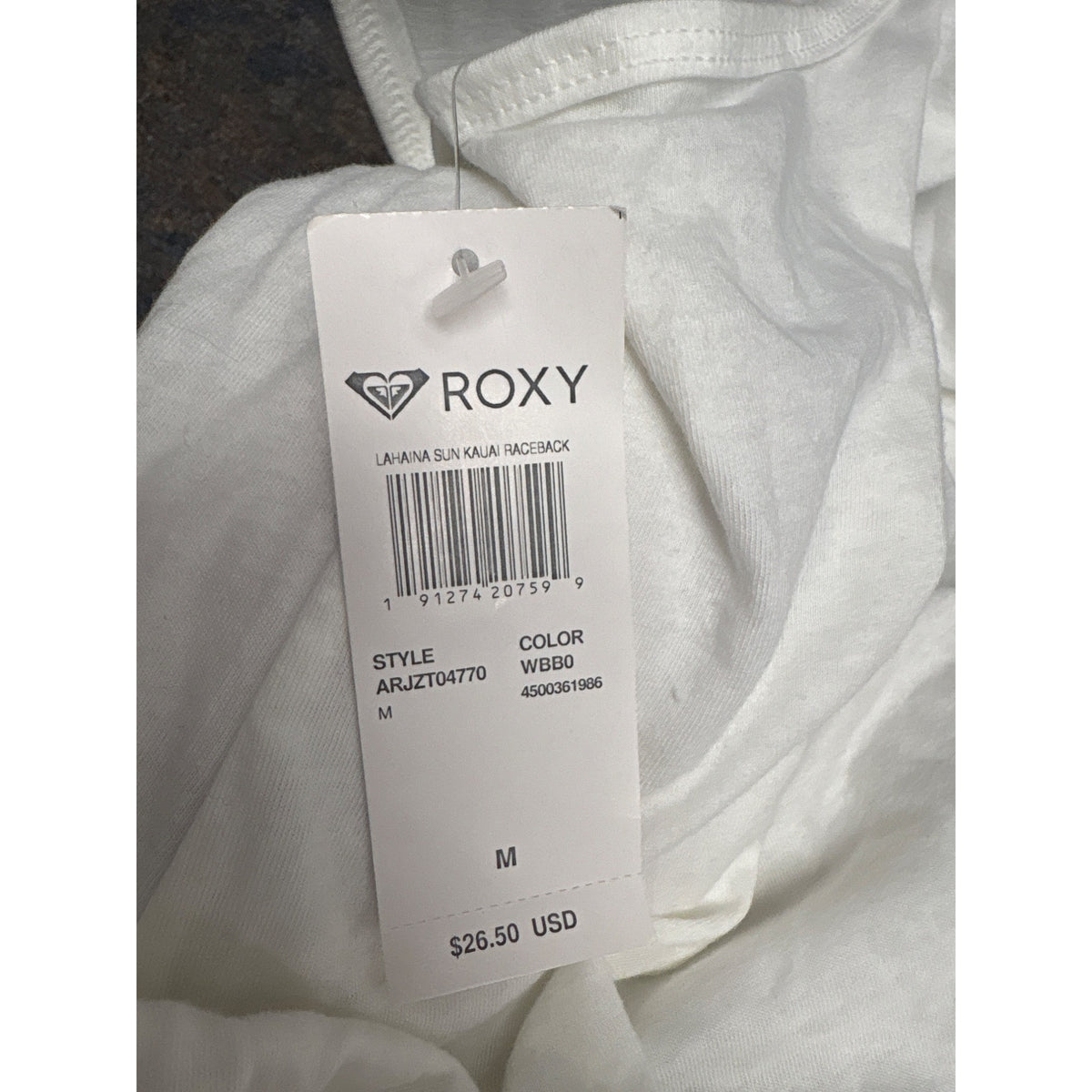 Roxy Womens White Cotton HI Kauai Racerback Tank Top Size M Casual Summer NWT