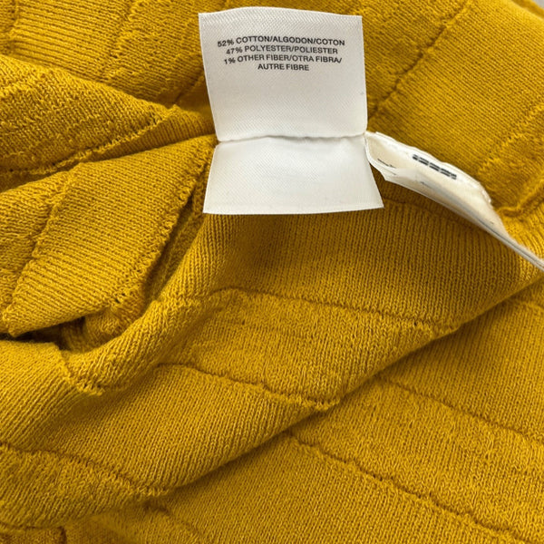 Anne Klein Yellow Sleeveless Textured Knit Dress Cotton Blend Size S