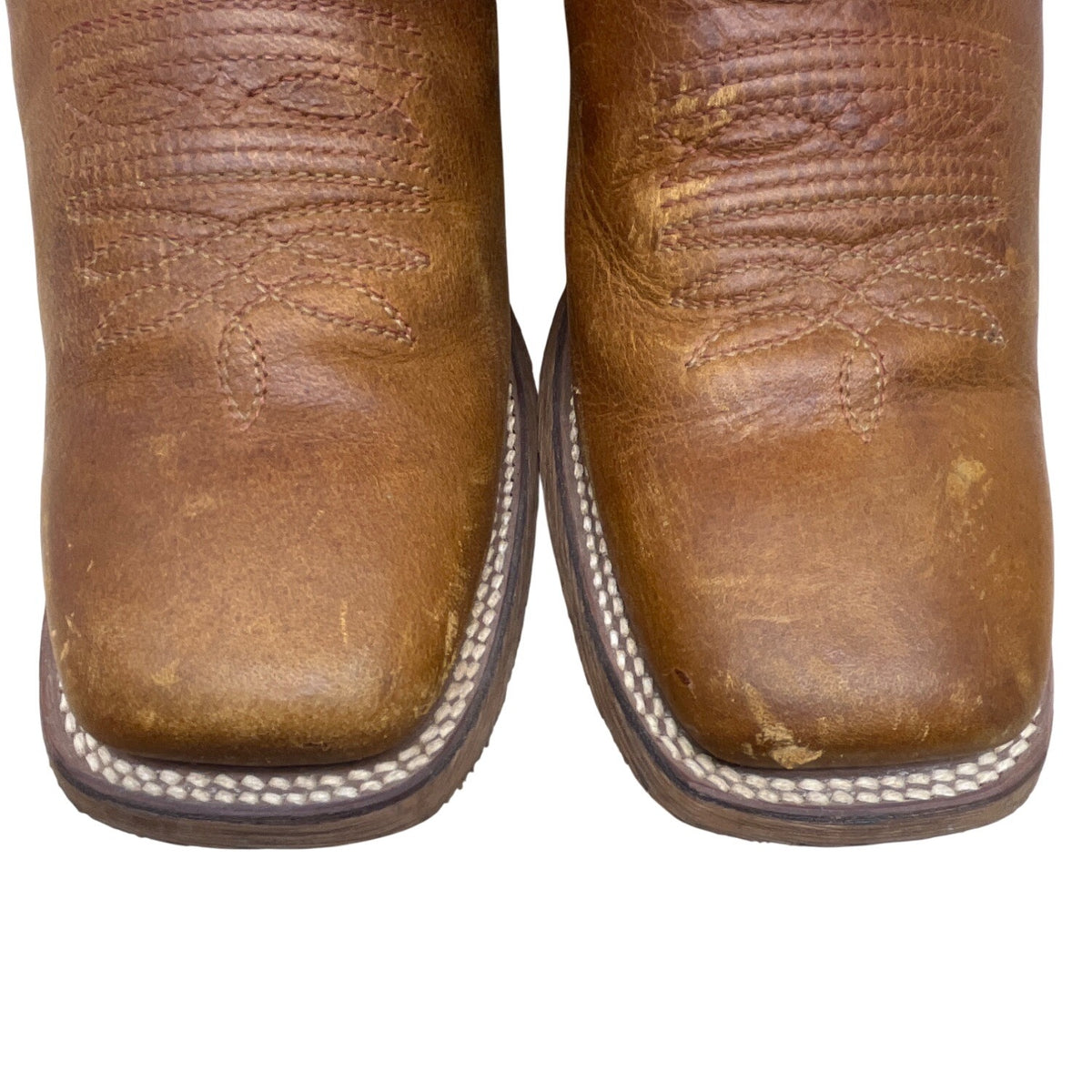 Nocona Womens Brown Leather Purple Details Western Cowboy Square Toe Boots Sz 9B