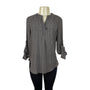 Pleione Black & White Geometric Print Blouse With Button Accents Size S- New