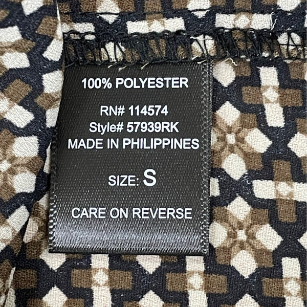Pleione Black & White Geometric Print Blouse With Button Accents Size S- New