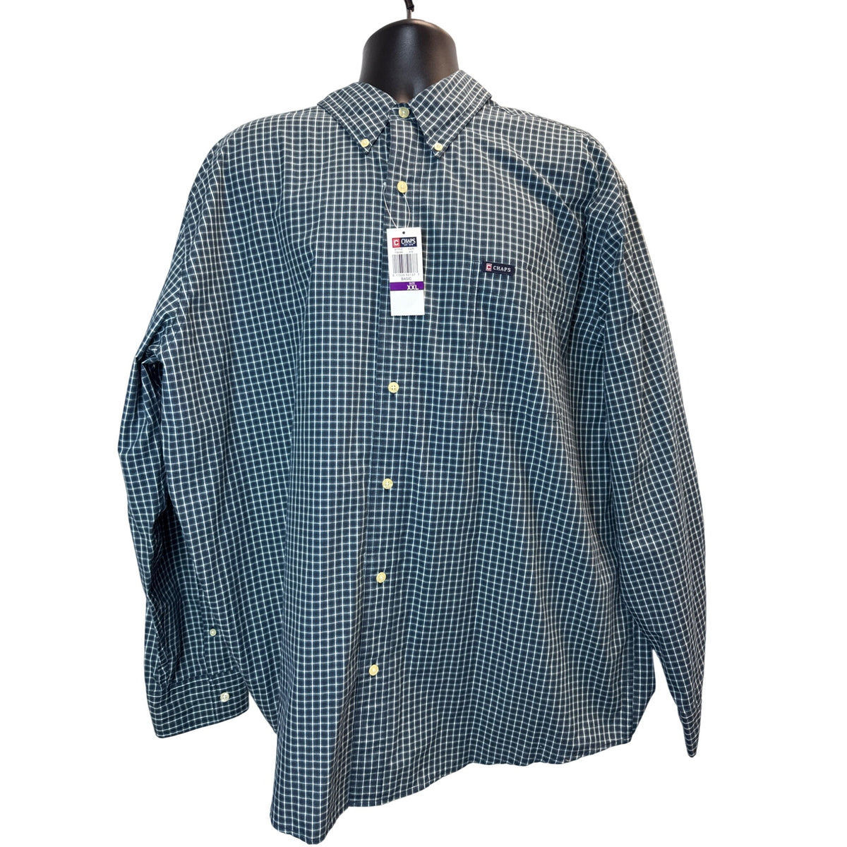 Chaps Men's Navy & White Plaid Button Down Shirt XXL – Picky Thrifter Chaps Men's Navy & White Plaid Button Down Shirt XXL – Picky Thrifter