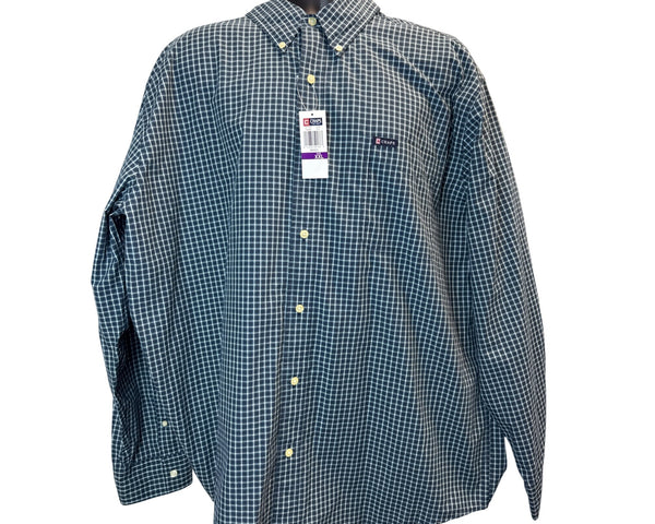 Chaps Mens Navy & White Plaid Button-Down Shirt XXL - New