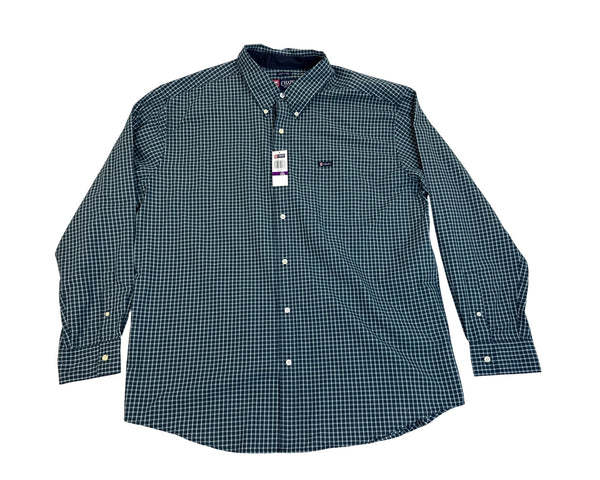 Chaps Mens Navy & White Plaid Button-Down Shirt XXL - New