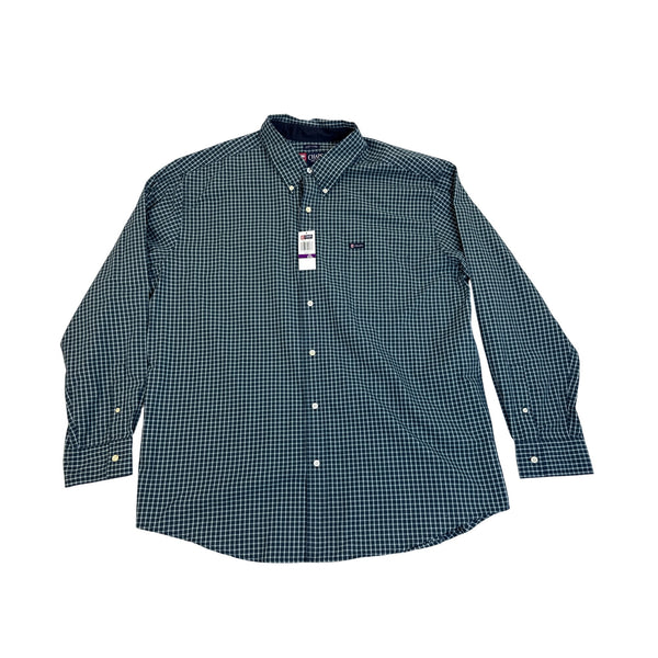 Chaps Mens Navy & White Plaid Button-Down Shirt XXL - New