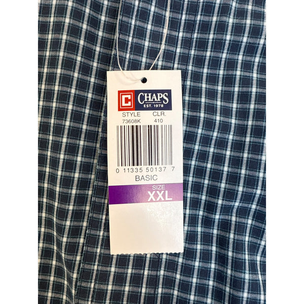 Chaps Mens Navy & White Plaid Button-Down Shirt XXL - New