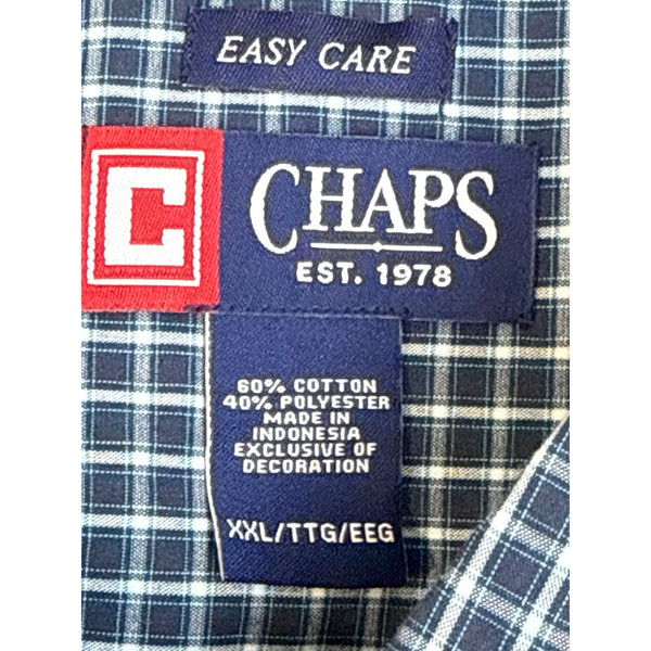 Chaps Mens Navy & White Plaid Button-Down Shirt XXL - New