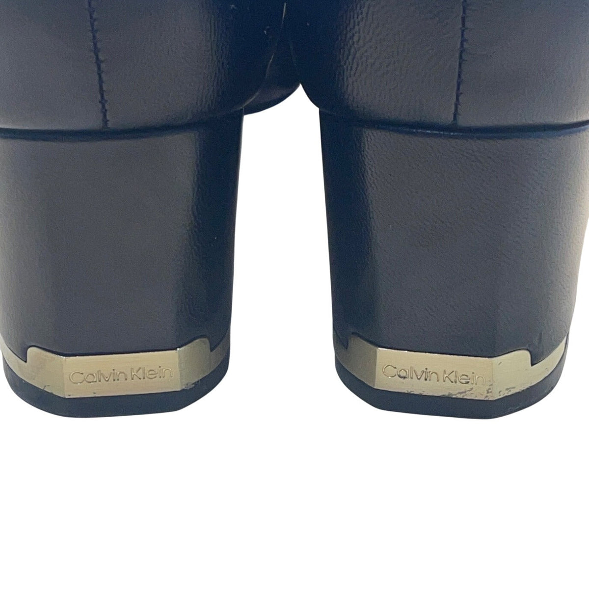 Calvin Klein Women's Black Leather Block Elegant Office Heel Pumps Size 8M