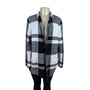 Talbots Women's Black & White Knit Plaid Open Front Cardigan Size LP