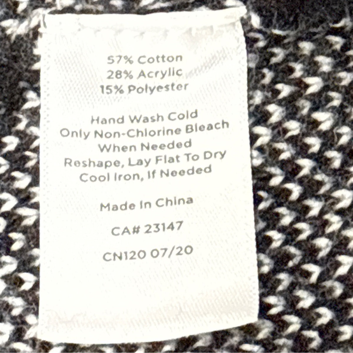 Talbots Women's Black & White Knit Plaid Open Front Cardigan Size LP