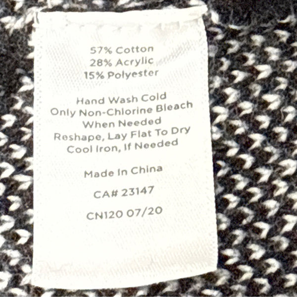 Talbots Women's Black & White Knit Plaid Open Front Cardigan Size LP