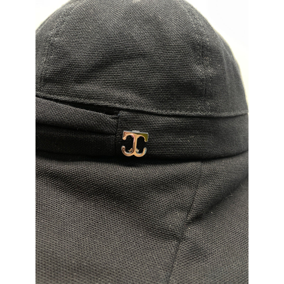 John Callanan Black Cotton Wide Brim Bucket Hat With Bow & Logo Detail For Women