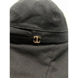 John Callanan Black Cotton Wide Brim Bucket Hat With Bow & Logo Detail For Women