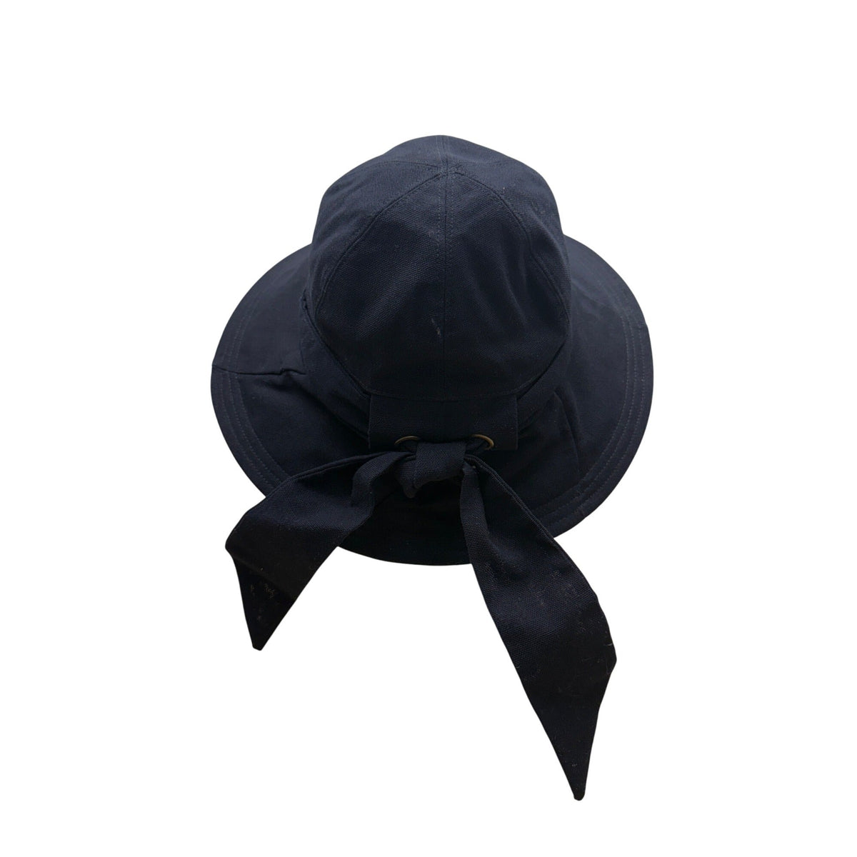 John Callanan Black Cotton Wide Brim Bucket Hat With Bow & Logo Detail For Women