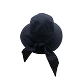 John Callanan Black Cotton Wide Brim Bucket Hat With Bow & Logo Detail For Women
