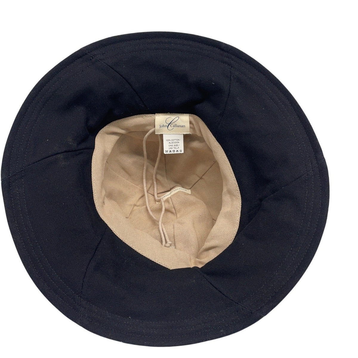 John Callanan Black Cotton Wide Brim Bucket Hat With Bow & Logo Detail For Women