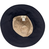 John Callanan Black Cotton Wide Brim Bucket Hat With Bow & Logo Detail For Women