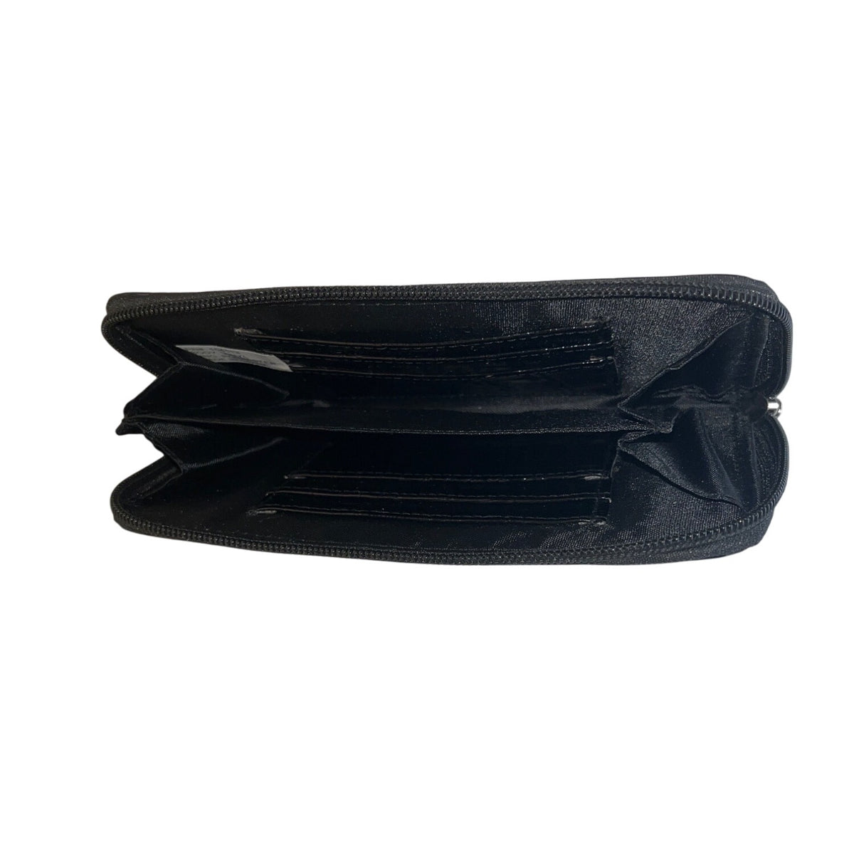 O.P.I Black Faux Croc Embossed Patented Leather Zip-Around Wristlet Clutch Sz M