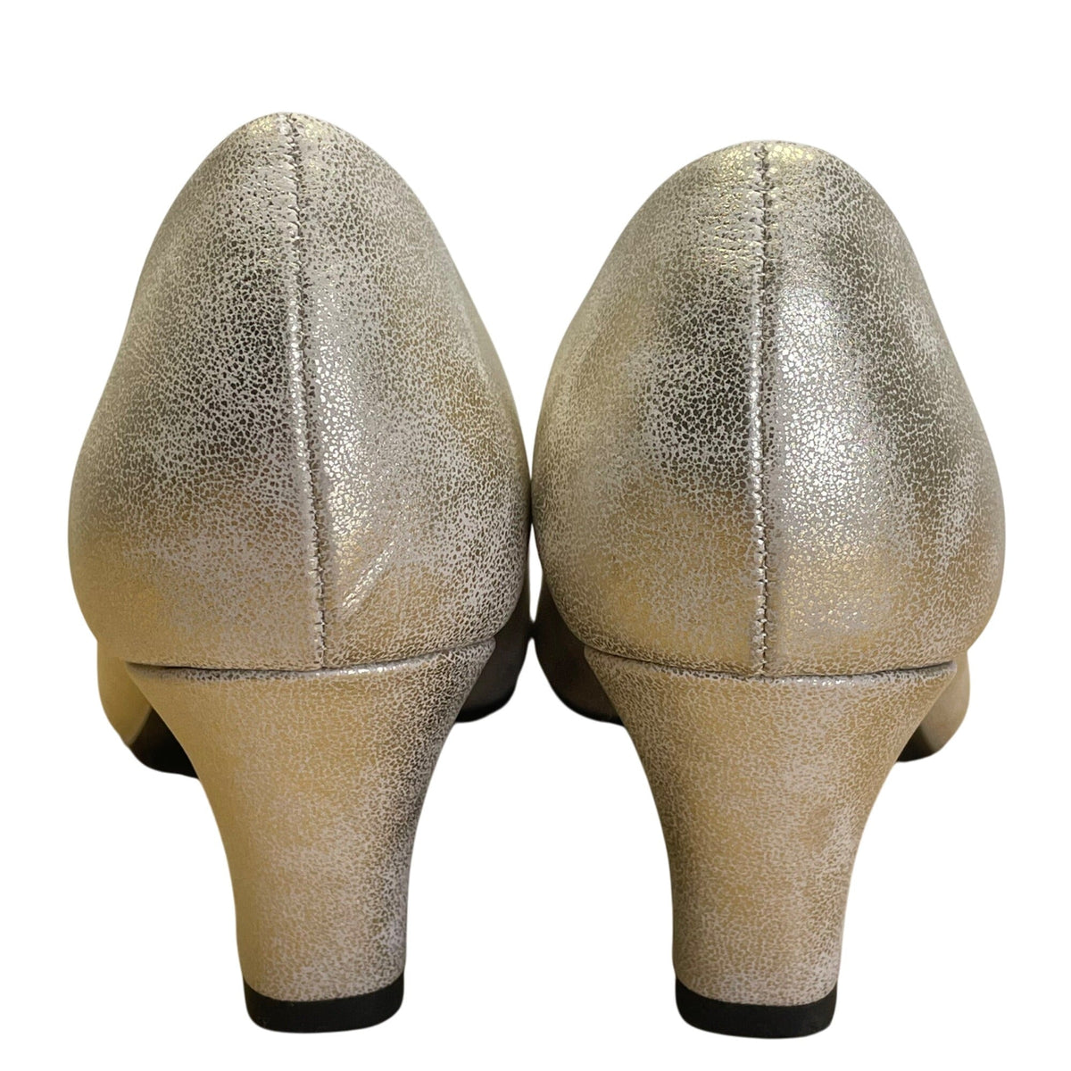 Easy Street Women’s Gold Faux Leather Alive 5 Block Heel Pumps Size 7M