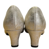 Easy Street Women’s Gold Faux Leather Alive 5 Block Heel Pumps Size 7M