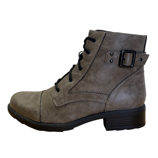 Madden Girl Taupe Lace-Up & Side Zipper With Buckle Detail Dellah Boots Sz 9.5M