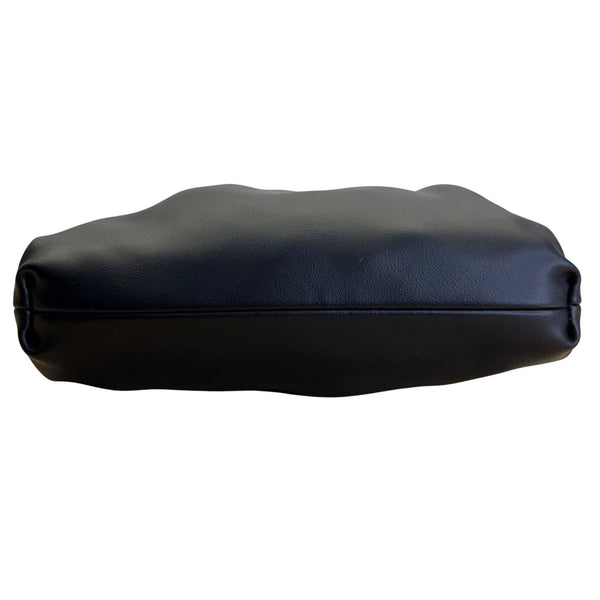 Understated Leather Women’s Black Leather With Tassel Detail & Gold Chain Clutch