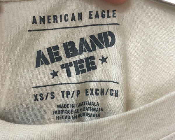 American Eagle Womens Beige Cotton Rolling Stones Graphic Band Tee Size XS/S