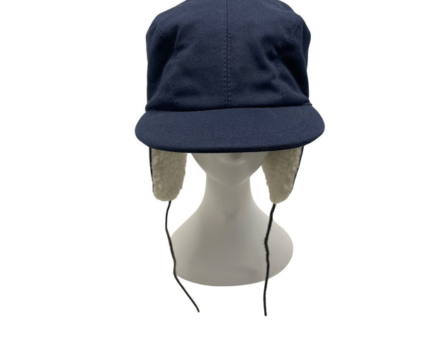 Fits. Unisex Navy Blue Cotton & Polyester Winter Hat With Ear Flaps