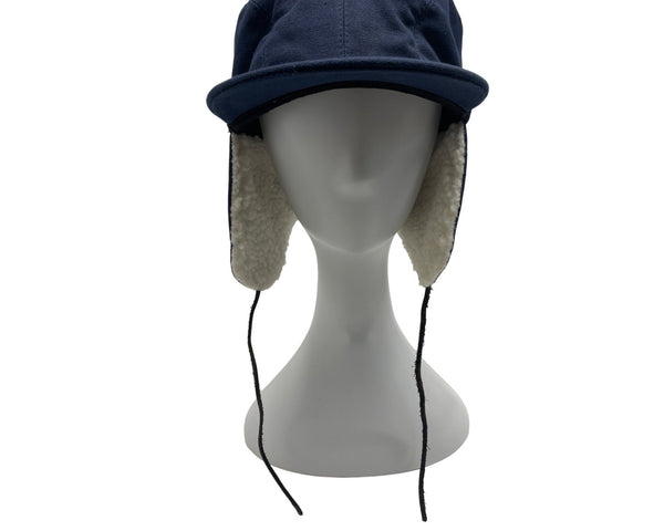 Fits. Unisex Navy Blue Cotton & Polyester Winter Hat With Ear Flaps