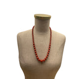 Vintage Red Beaded Necklace With Graduated Beads & Gold-Tone Clasp