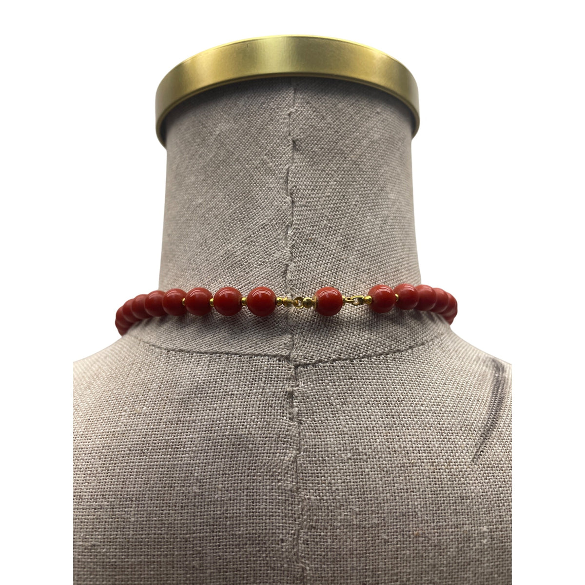 Vintage Red Beaded Necklace With Graduated Beads & Gold-Tone Clasp