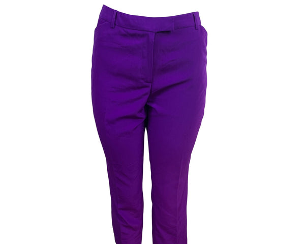 Antonio Melani Women's Purple Cropped Trousers With Side & Back Pockets Sz 10