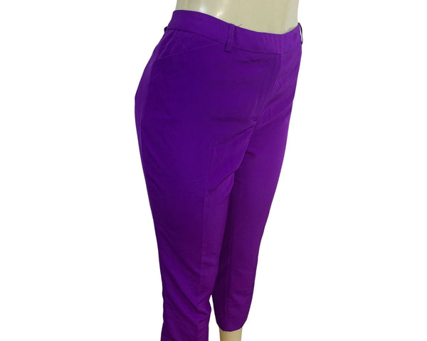 Antonio Melani Women's Purple Cropped Trousers With Side & Back Pockets Sz 10