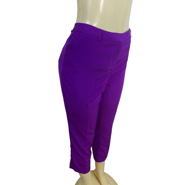 Antonio Melani Women's Purple Cropped Trousers With Side & Back Pockets Sz 10