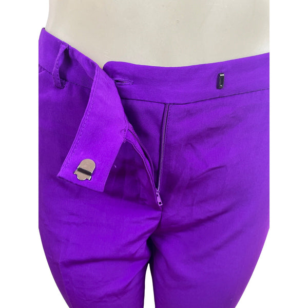 Antonio Melani Women's Purple Cropped Trousers With Side & Back Pockets Sz 10
