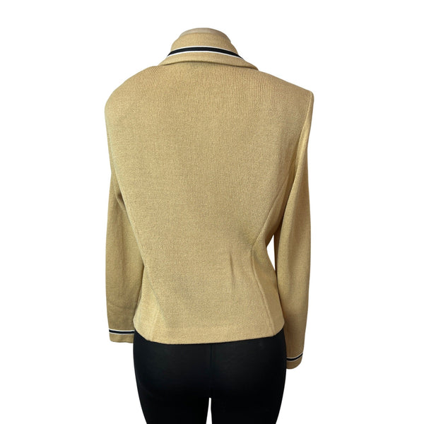 St. John Collection Knitted Beige Button-Up Womens Blazer Jacket Beige Sz 8
