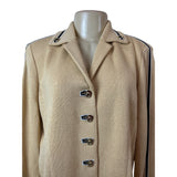 St. John Collection Knitted Beige Button-Up Womens Blazer Jacket Beige Sz 8