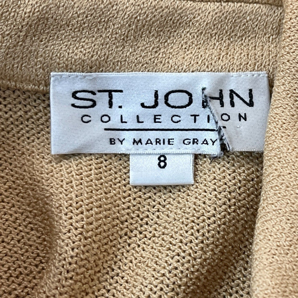 St. John Collection Knitted Beige Button-Up Womens Blazer Jacket Beige Sz 8