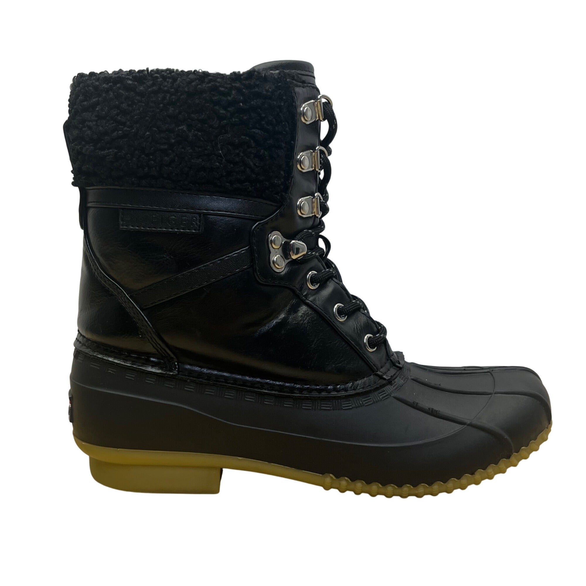 womens black duck boots with fur