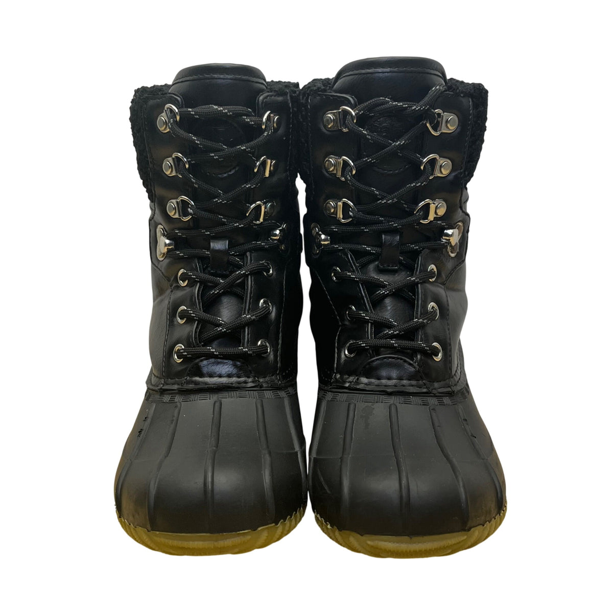 Tommy Hilfiger Women’s Black Faux Fur Lined Lace-Up Winter Duck Boots Size 9M