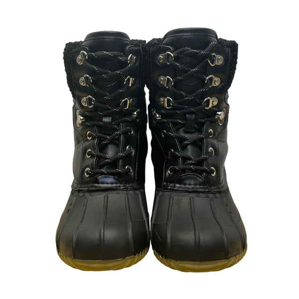 Tommy Hilfiger Women’s Black Faux Fur Lined Lace-Up Winter Duck Boots Size 9M