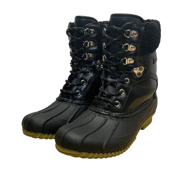 Tommy Hilfiger Women’s Black Faux Fur Lined Lace-Up Winter Duck Boots Size 9M