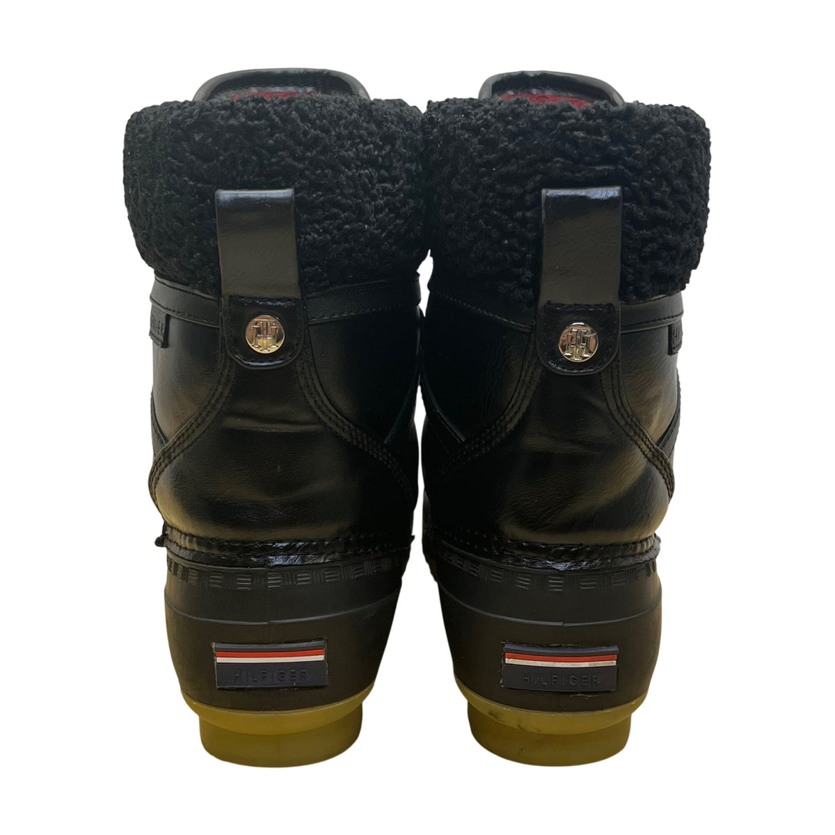 Tommy Hilfiger Women’s Black Faux Fur Lined Lace-Up Winter Duck Boots Size 9M